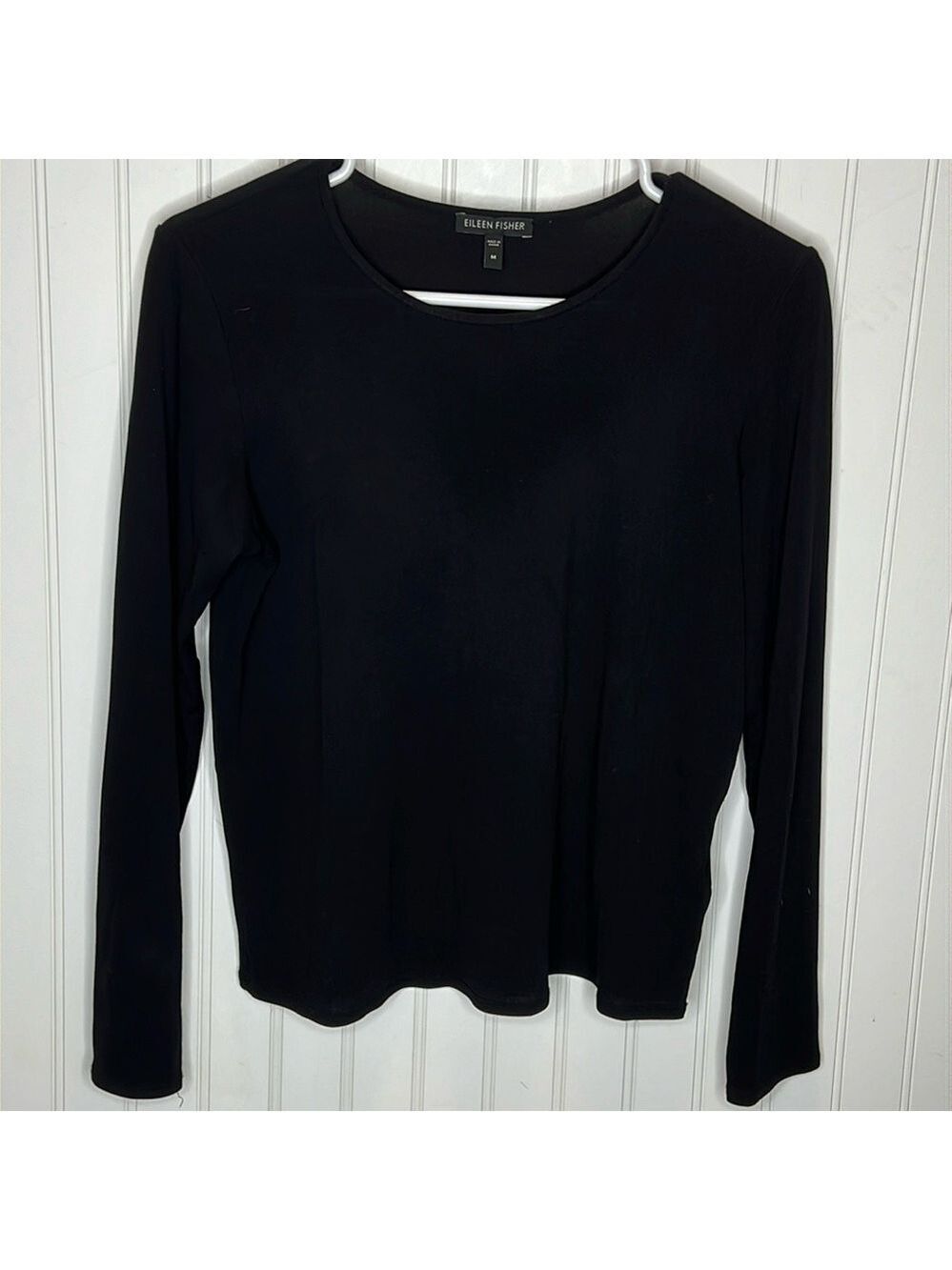 - Eileen Fisher Black Long Sleeve Silk Crew Top Size Medium